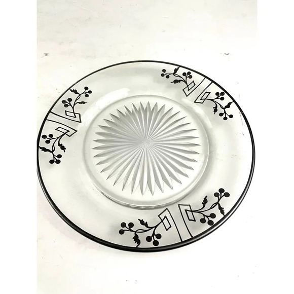 VTG Sterling Silver Overlay Starburst Etched Glass Plate 7.25" - Picture 8 of 16